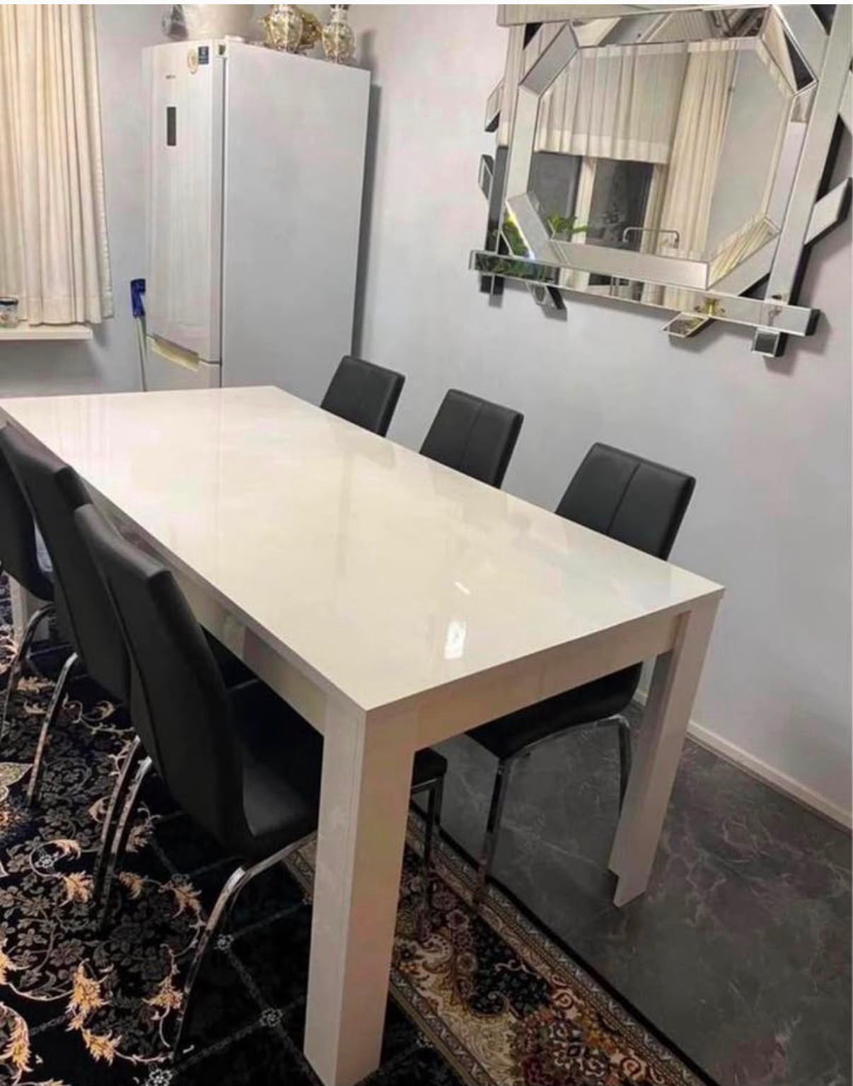Eettafel en salontafel hoogglans wit, Huis en Inrichting, Tafels | Eettafels, Zo goed als nieuw, 150 tot 200 cm, Rechthoekig, 50 tot 100 cm