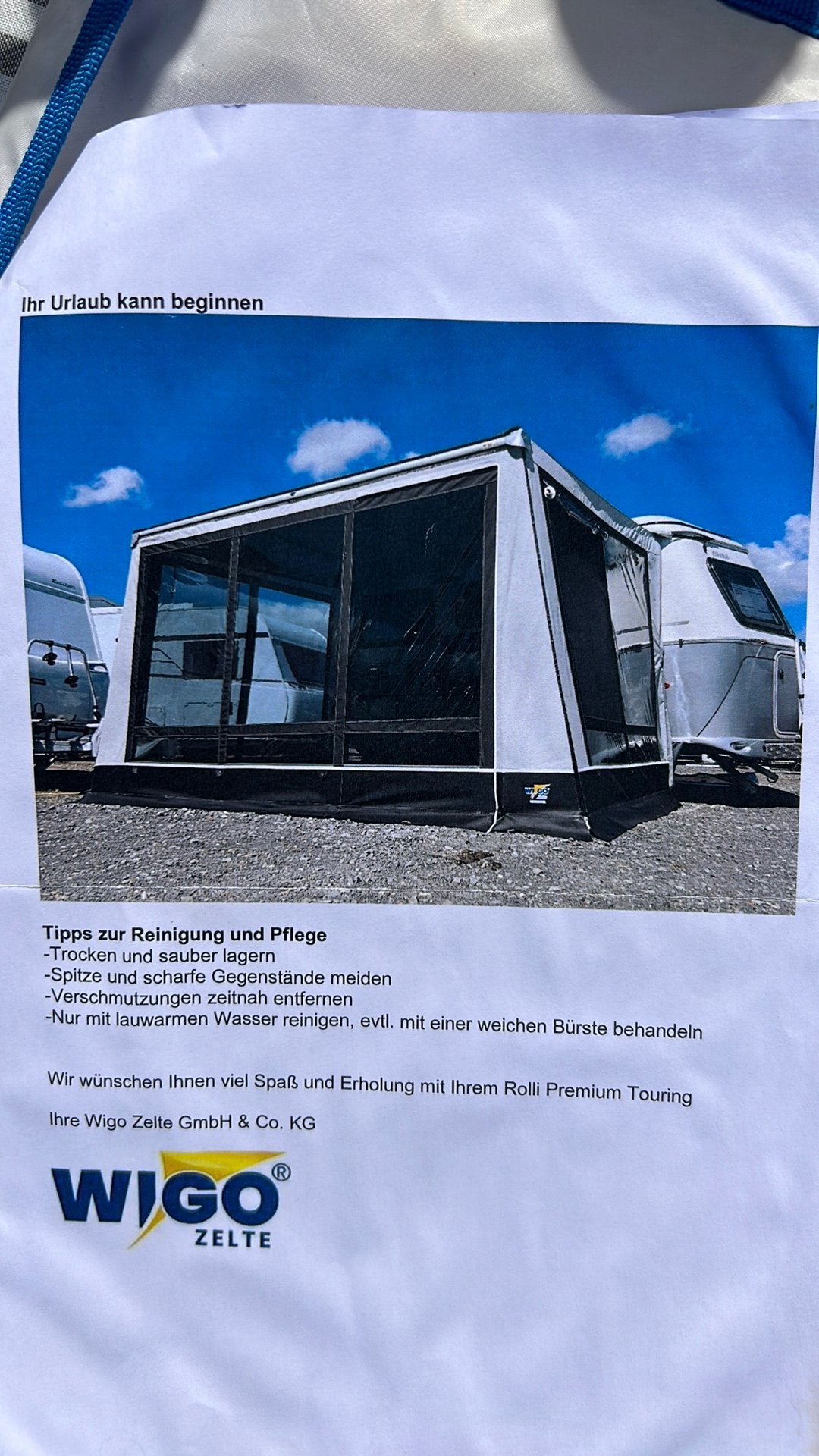 Topstaat! Wigo Rolli Premium Touring complete /voortent, Caravans en Kamperen, Ophalen of Verzenden, Zo goed als nieuw, Tot en met 2
