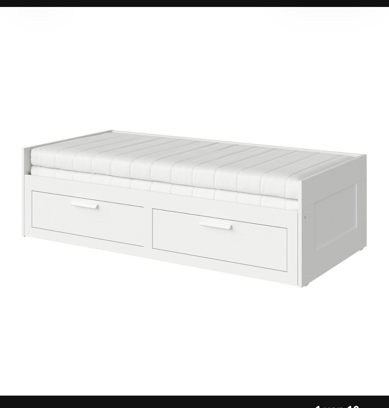 IKEA Brimnes bedbank met lades en 2 matrassen, Ophalen, Gebruikt, Wit, Tweepersoons