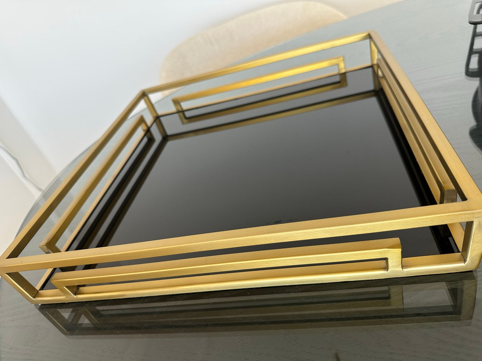 Colmore dienblad zwart met goud - Hotel chique stijl, Huis en Inrichting, Vierkant, Ophalen of Verzenden, Zo goed als nieuw, Dienblad