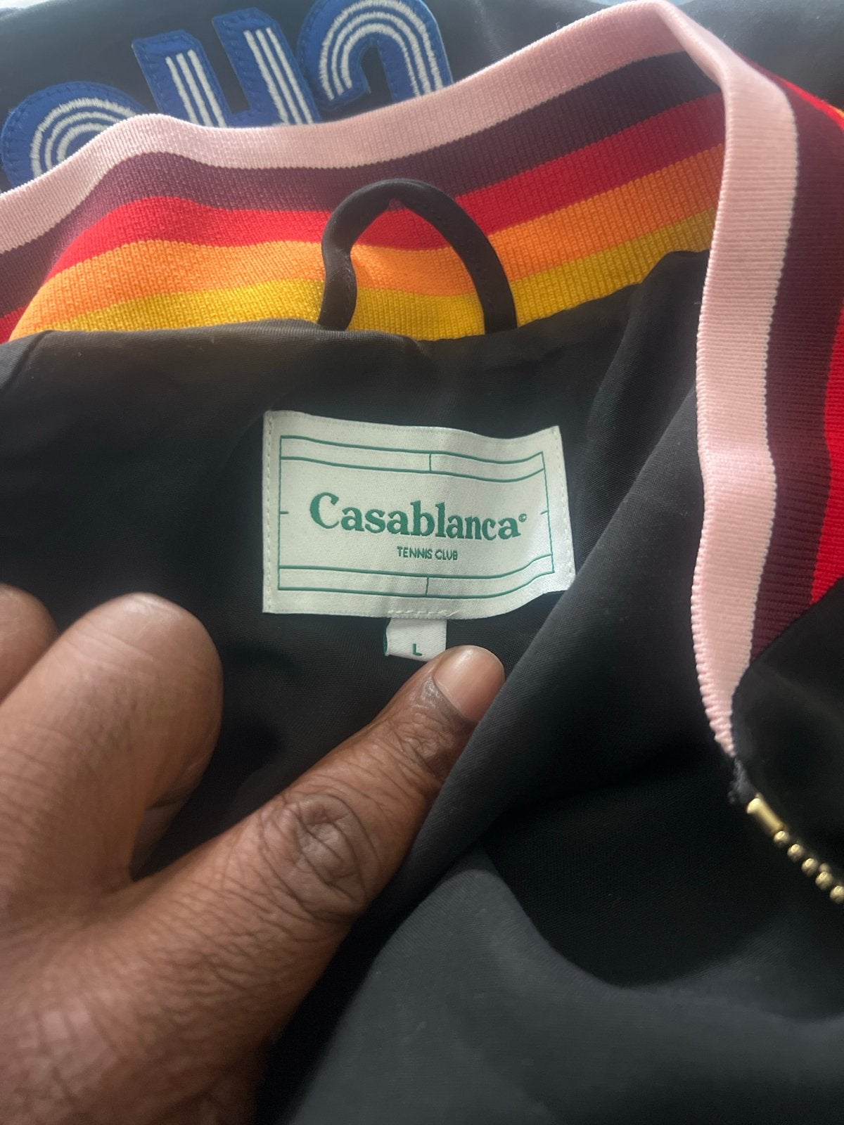 Casablanca Tennis Club Bomberjack Zwart Maat L, Kleding | Heren, Jassen | Zomer, Ophalen of Verzenden, Zo goed als nieuw, Maat 52/54 (L)