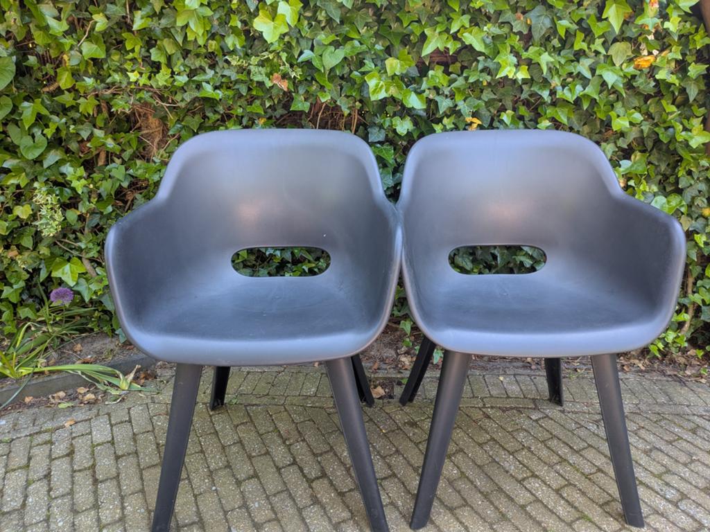 6 mooie tuinstoelen, antraciet grijs (excusirl tafel), Tuin en Terras, Ligbedden, Ophalen, Zo goed als nieuw, Kunststof