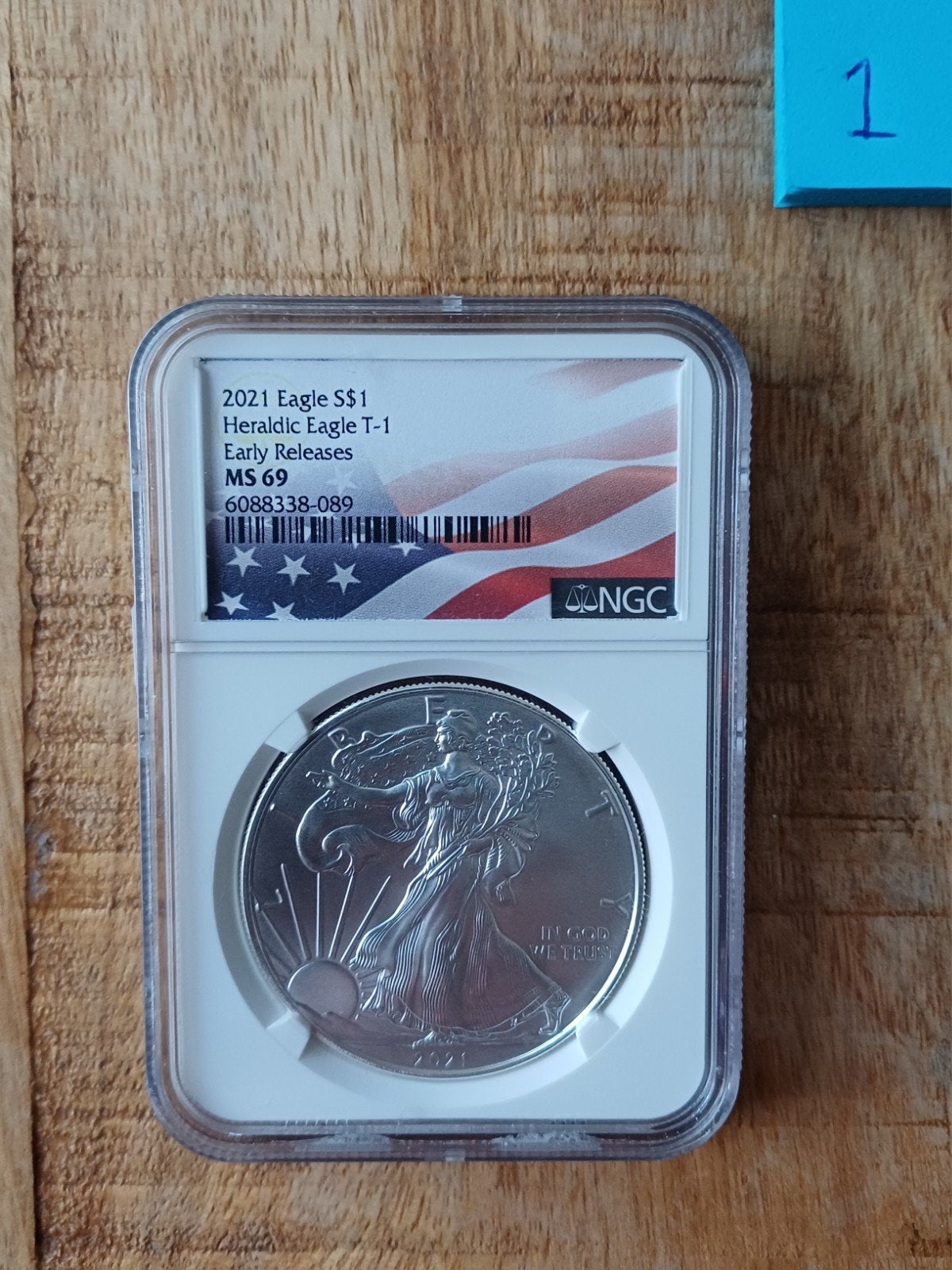Silver Eagle Dollar. Heraldiek Eagle 2021 MS69, Ophalen of Verzenden