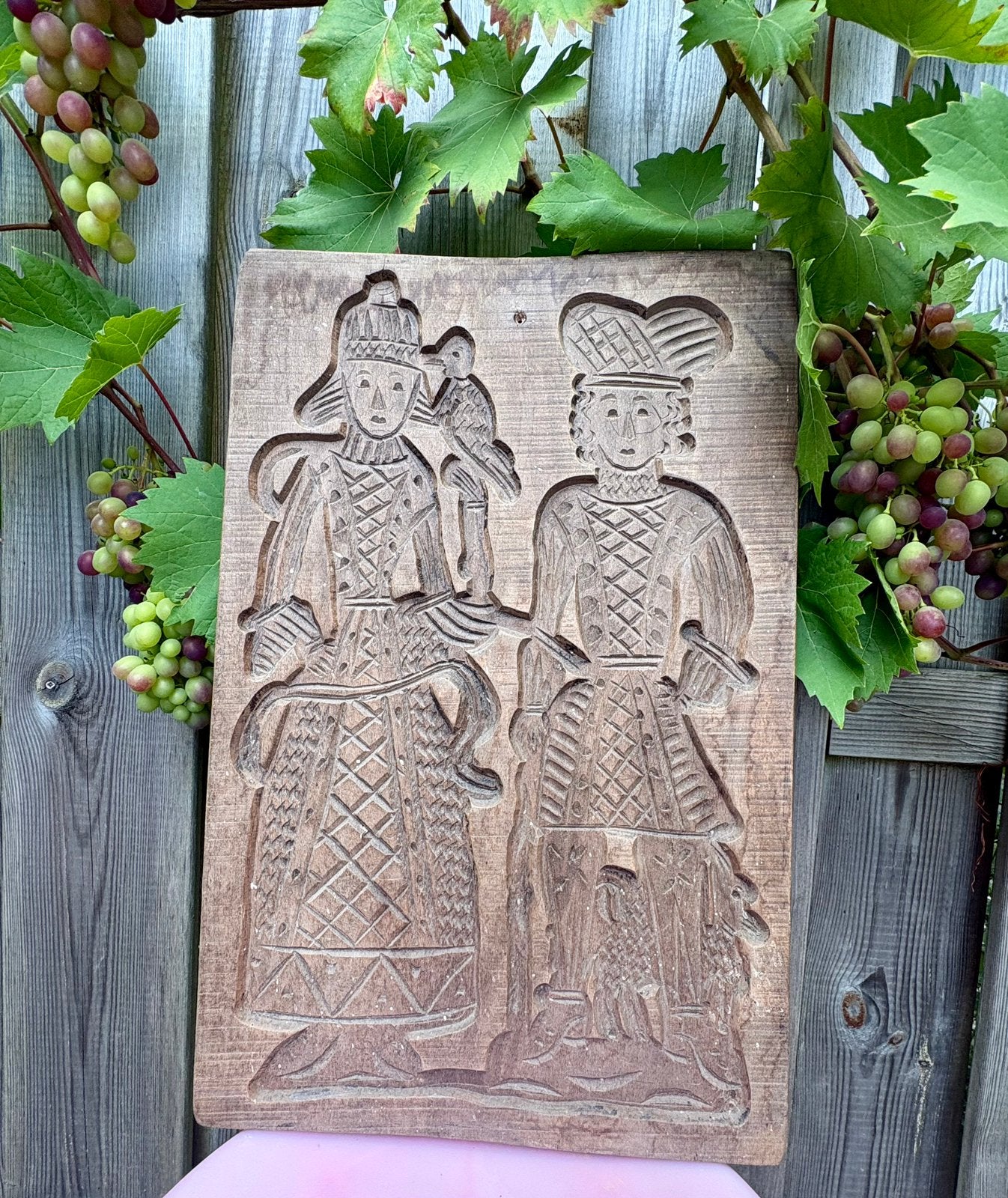 handgestoken speculaasplank / koekplank – Vrijer & Vrijster, Antiek en Kunst, Ophalen of Verzenden