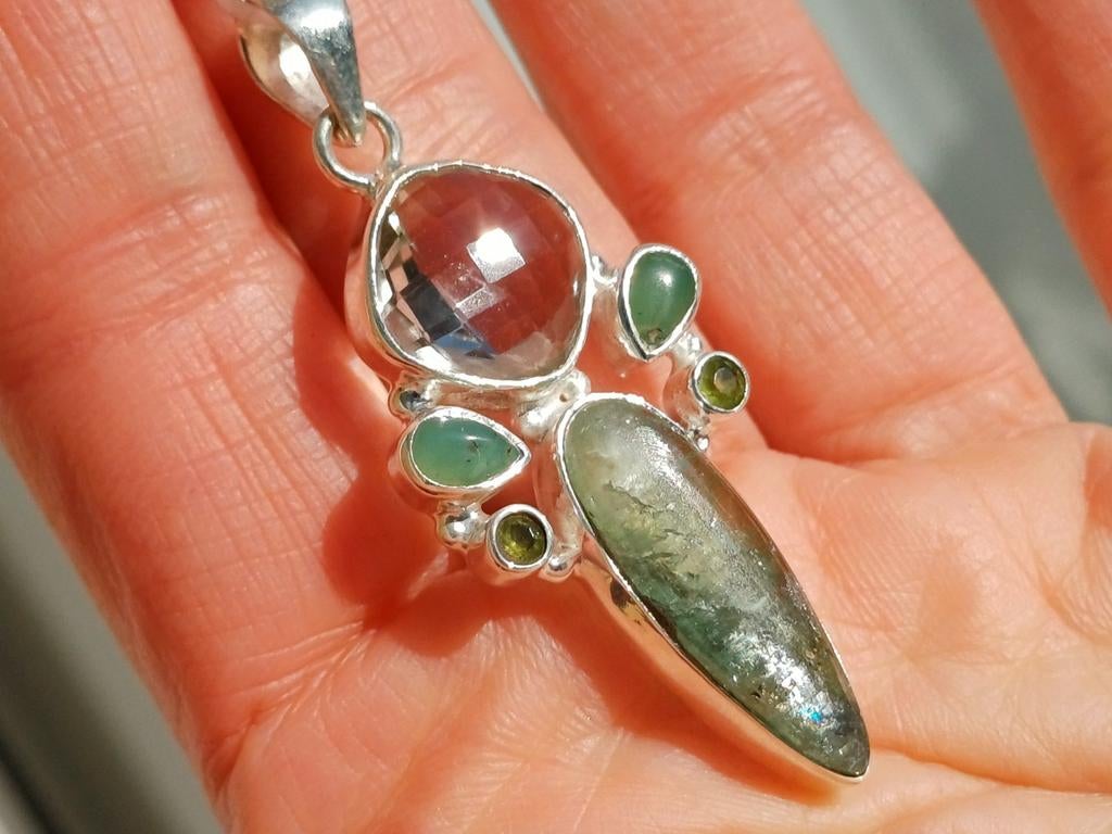 Vanoli 925 zilver kettinghanger groene amethist kyaniet peri, Daiva1973@hotmail.com, Vanoli, Amsterdam, Nieuw