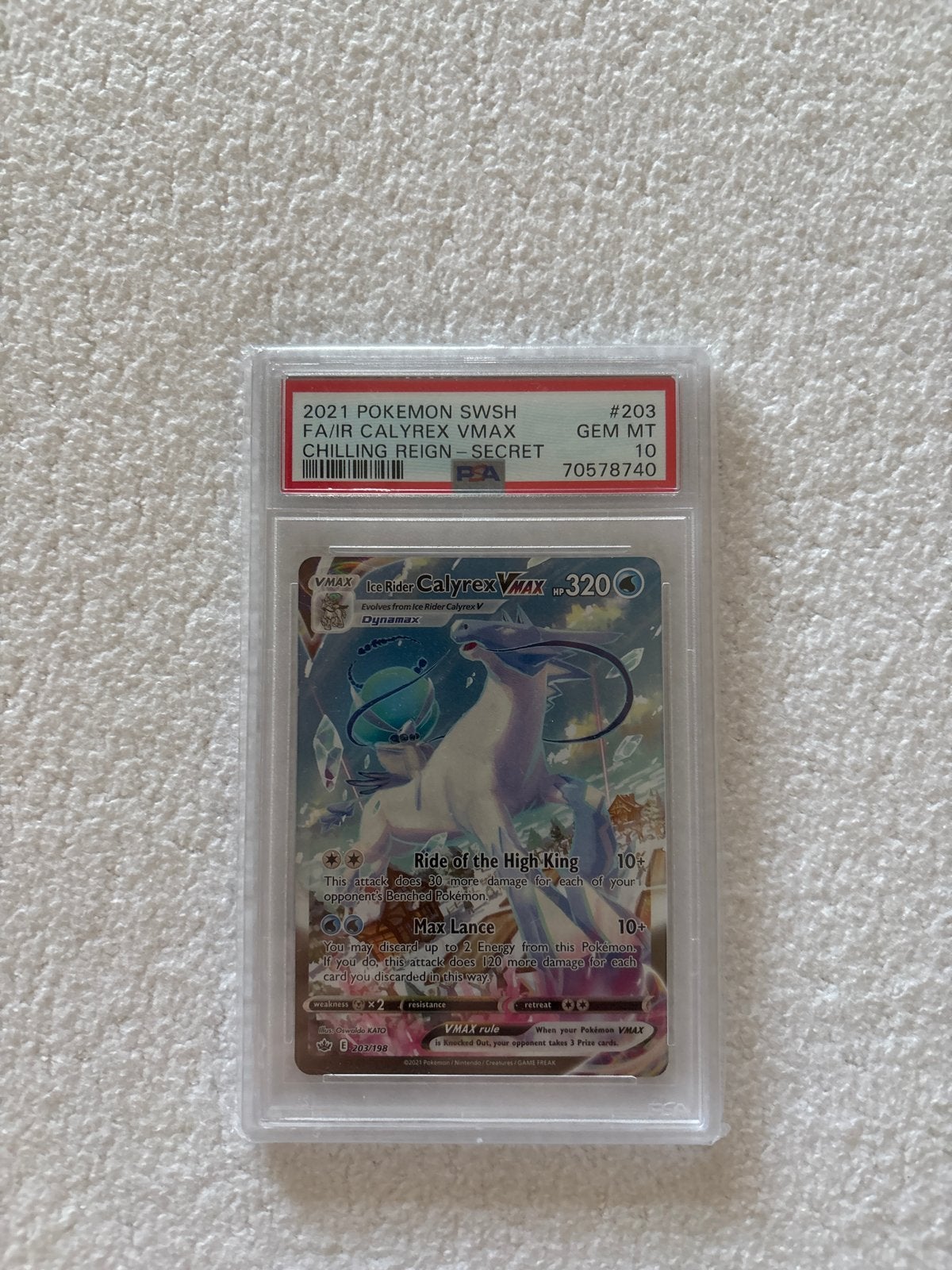 Ice Rider Calyrex VMAX Secret Rare PSA 10 Pokémon Kaart, Ophalen of Verzenden, Nieuw, Losse kaart