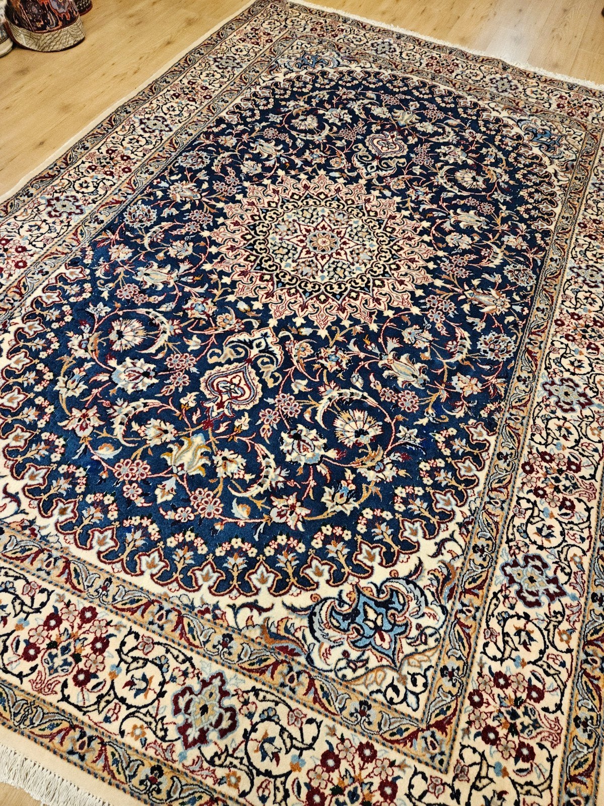 Vintage handgeknoopt perzisch tapijt nain 300x201, Info@SlatsAntiek.nl, Perzisch, 200 cm of meer, Ophalen of Verzenden