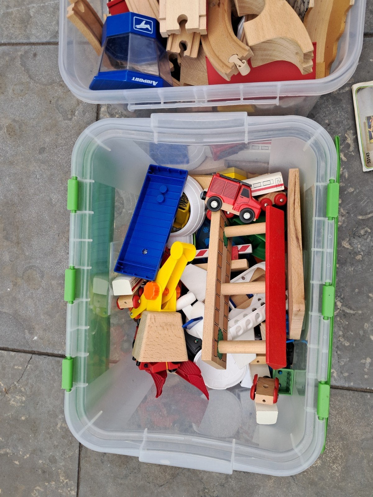 Uitgebreide houten treinset met diverse accessoires, Ophalen of Verzenden, Gebruikt, Jongen of Meisje