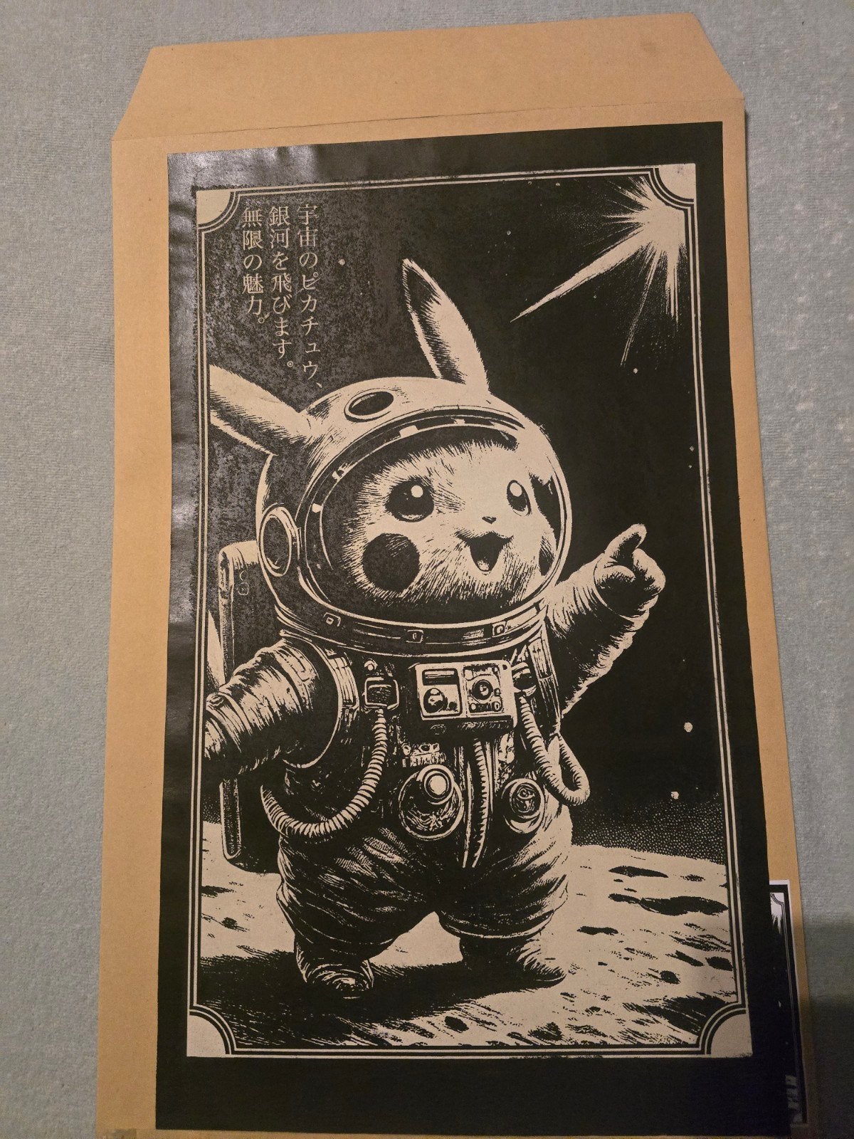Pikachu Space Saga (X) - Origineel Kunstwerk AE, Antiek en Kunst, Ophalen of Verzenden, Echtheidscertificaat
