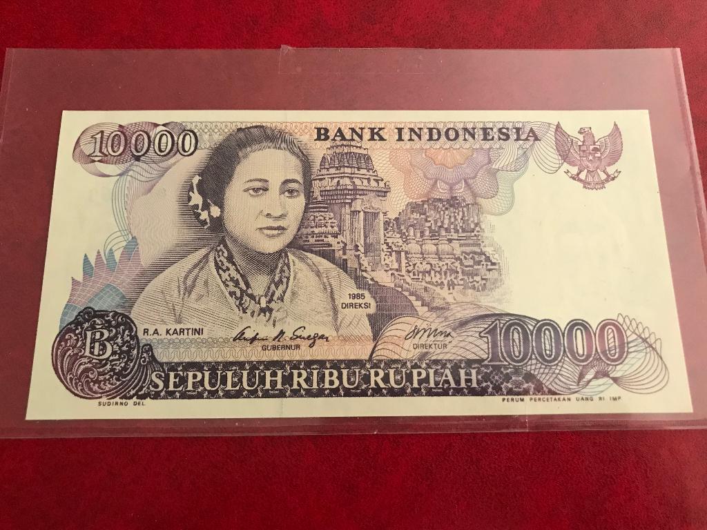 Indonesië 10.000 rupiah 1985 P126A R.A.Kartini UNC ZOJ008863, Ophalen of Verzenden, Zuidoost-Azië, Los biljet