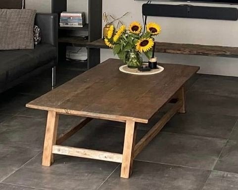 Hofzz houten salontafel - Landelijke stijl, Ophalen, Landelijke stijl, Rustiek, Gebruikt, 50 tot 100 cm