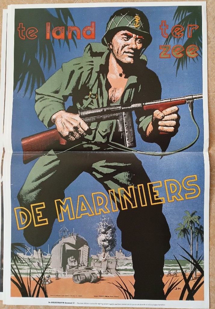 Papergoed- Oorlog Poster-  Militair-Mariniers, Nieuw, Ophalen of Verzenden, Voor 1940, Prent