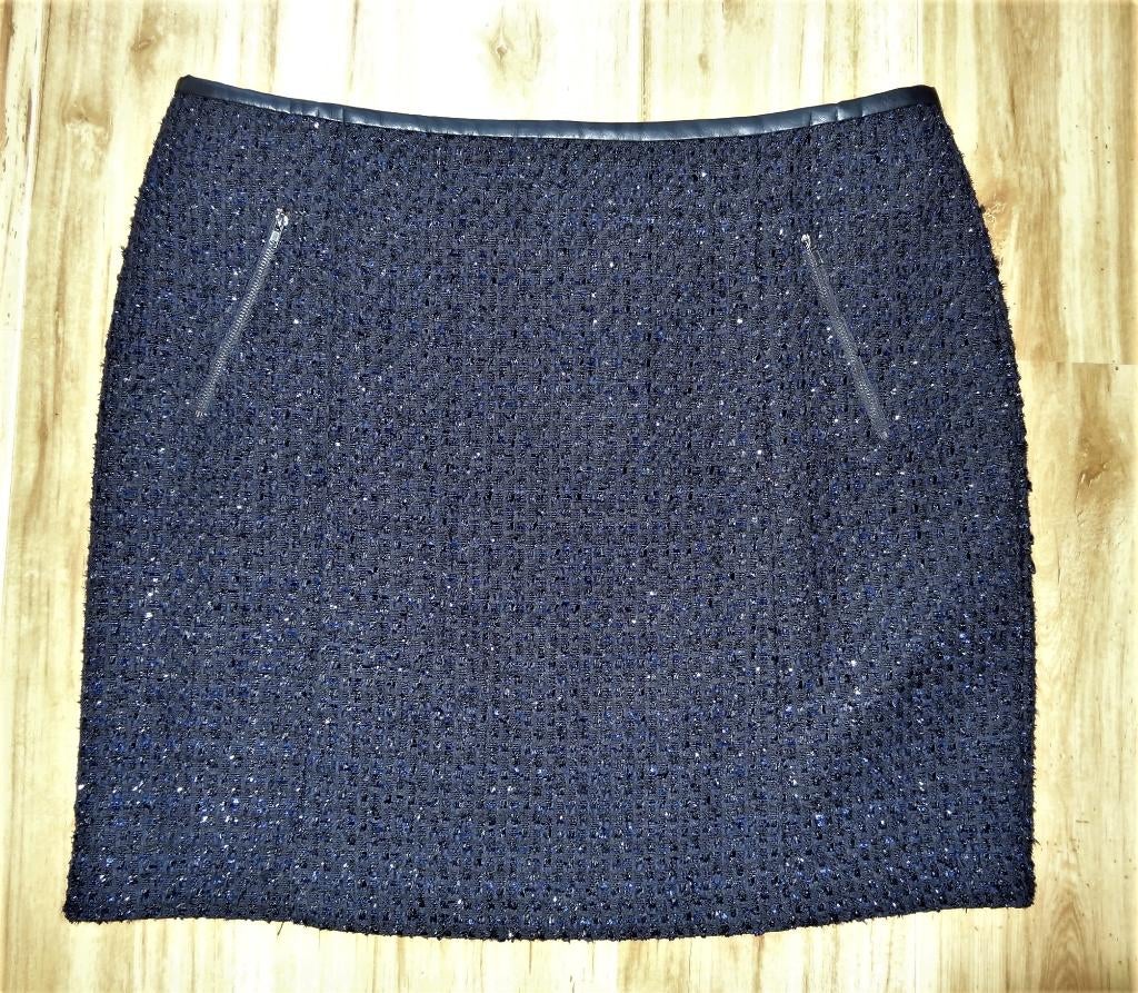 Feestelijke kokerrok navy blauw zwart glinster tweed mt 44, Kleding | Dames, Blauw, Maat 42/44 (L), Nieuw, Ophalen of Verzenden