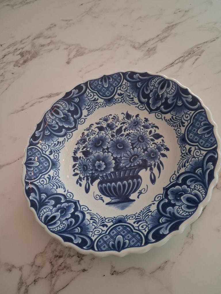 Oud Delfts Blauw Wandbord - Bloemmotief- Potterie Oud Delft, Ophalen of Verzenden