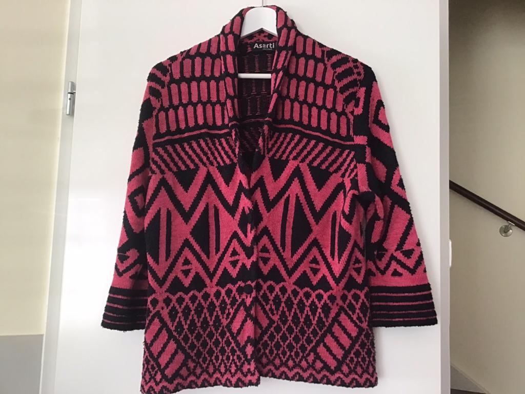 Vest ASARTI boliviaans Pima katoen M:XL, roze/zwart, Kleding | Dames, Truien en Vesten, Ophalen of Verzenden, Nieuw, Maat 46/48 (XL) of groter