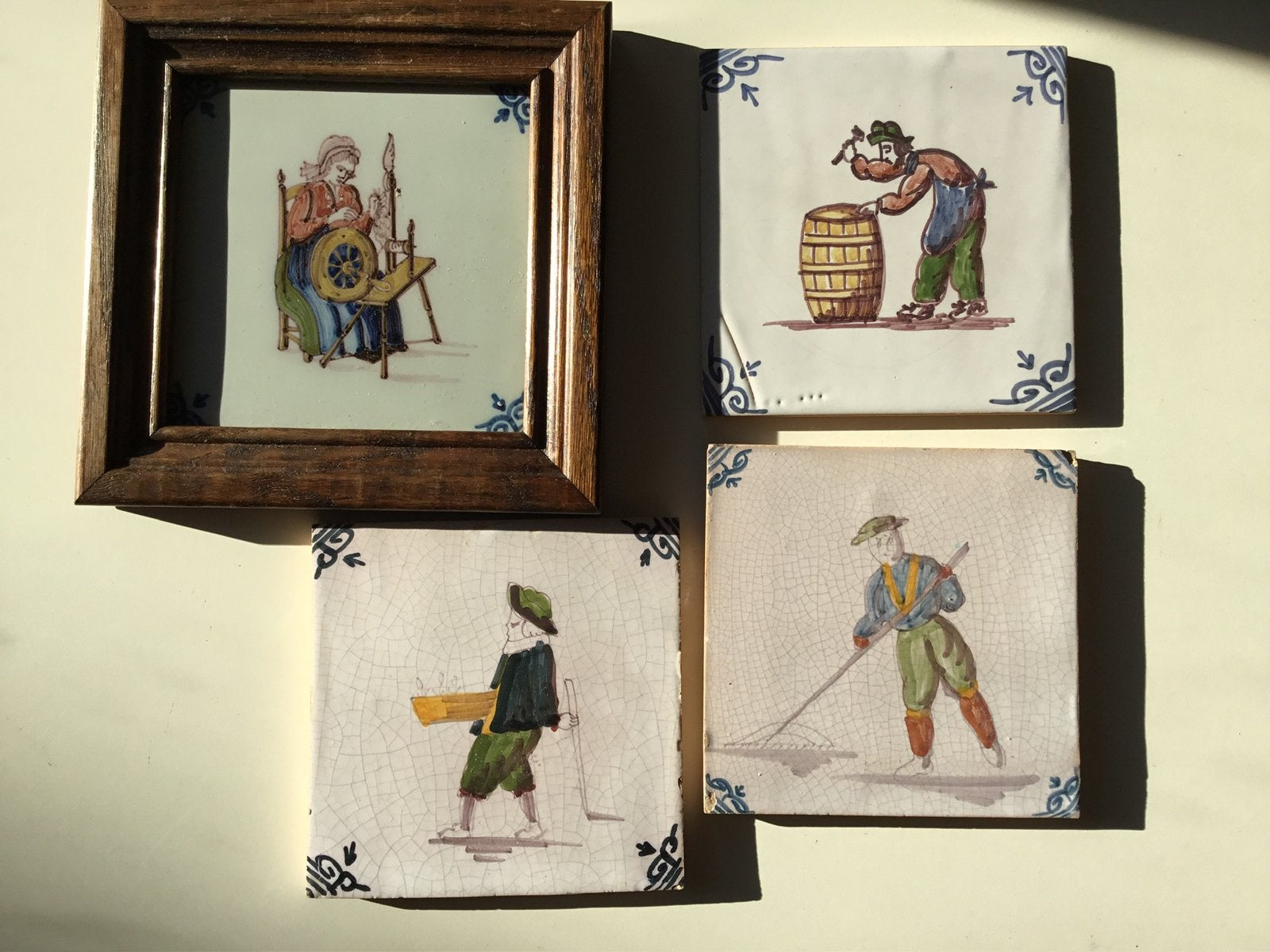 4 oude Beroepen Tegels 15 per stuk ( in Hilversum), Antiek en Kunst, Ophalen of Verzenden