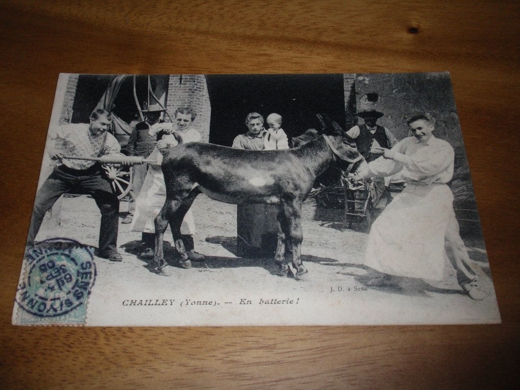 Domme Humor Klysma Ezel in Chailey (Yonne) Frankrijk, Verzamelen, Verzenden, Voor 1920, Gelopen, Frankrijk