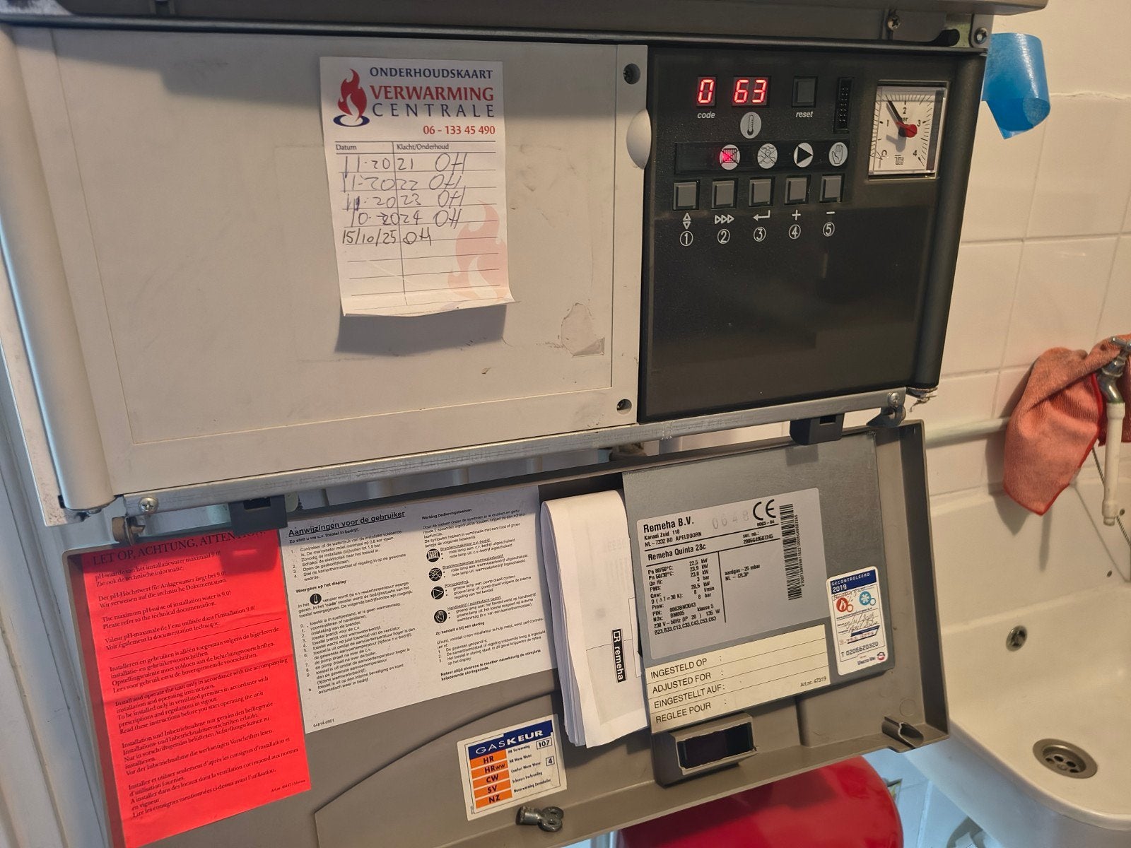 Remeha Quinta 35 CV-ketel, Doe-het-zelf en Verbouw, Ophalen, Gebruikt, Cv-ketel of Combi-ketel