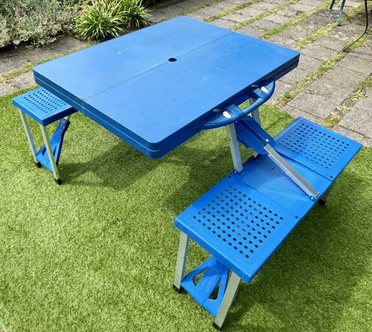 Inklapbare camping picknicktafel – 4 zitplaatsen, Ophalen, Overige materialen, Gebruikt, Inklapbaar