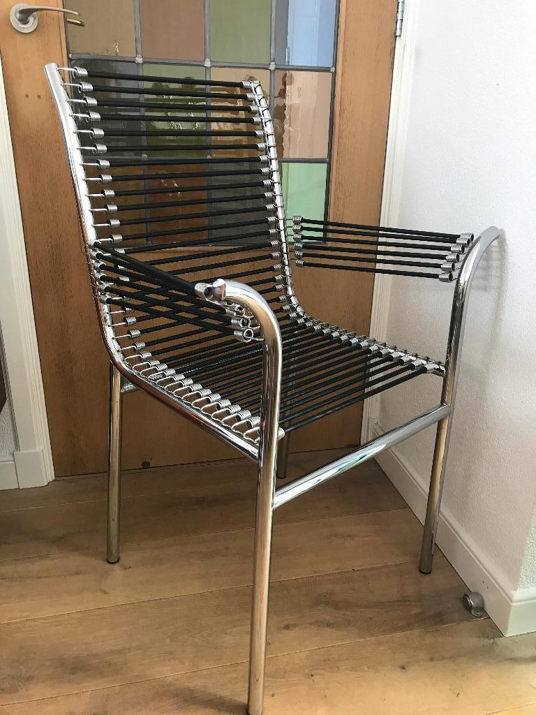 René Herbst Sandows chair 104 design stoel modern chroom, Huis en Inrichting, Stoelen, Zwart, Ophalen of Verzenden, Zo goed als nieuw
