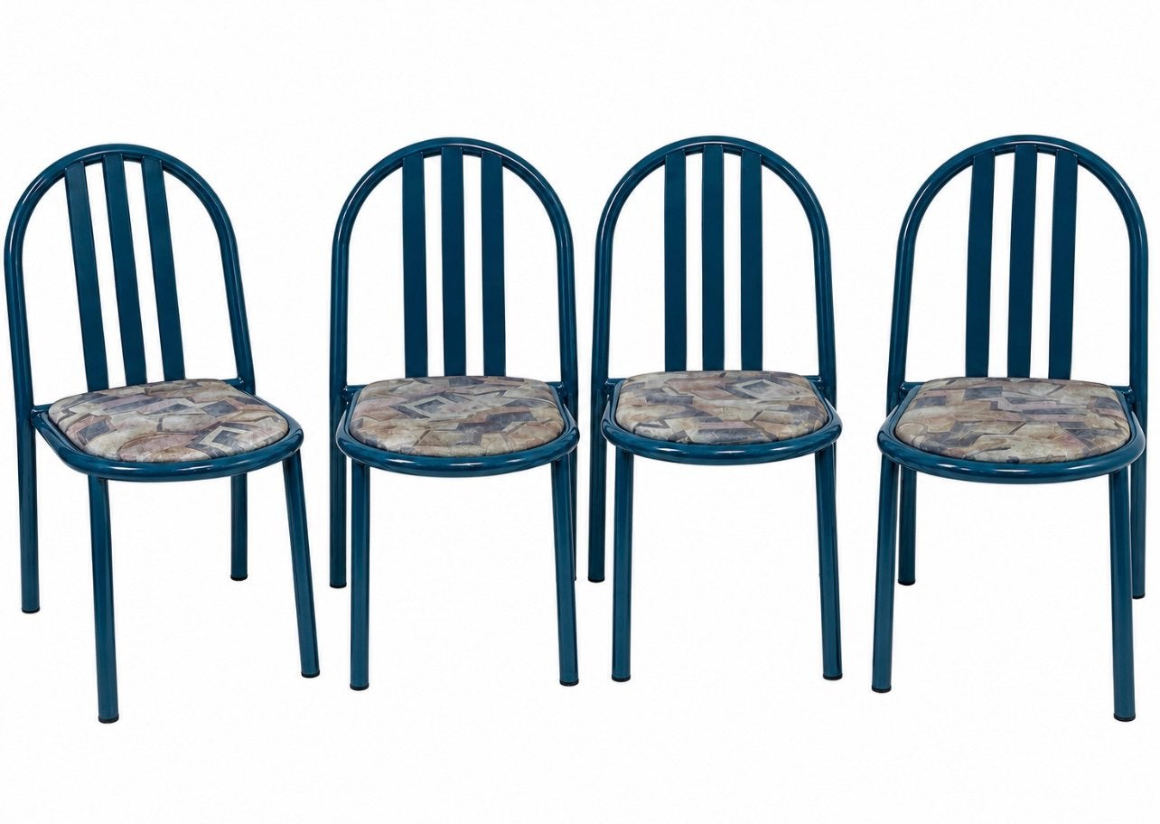 Set van 4 vintage designstoelen – Robert Mallet-Stevens, Ophalen of Verzenden, Zo goed als nieuw, Blauw