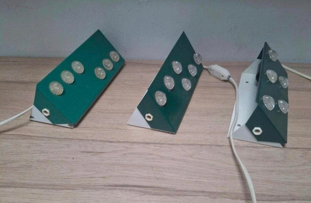 3 groene vintage Herda bedlampjes., Ophalen of Verzenden, Zo goed als nieuw