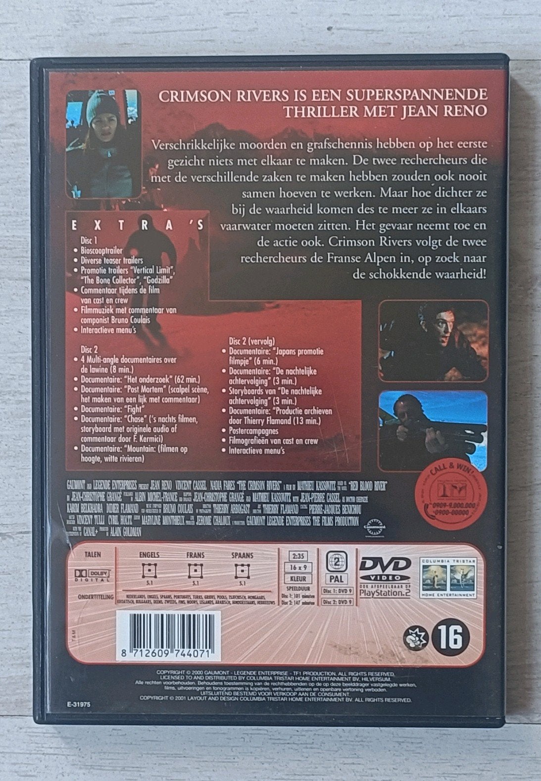 The Crimson Rivers DVD - Spannende Franse thriller, Gebruikt, Vanaf 16 jaar, Nederlands, Ophalen of Verzenden
