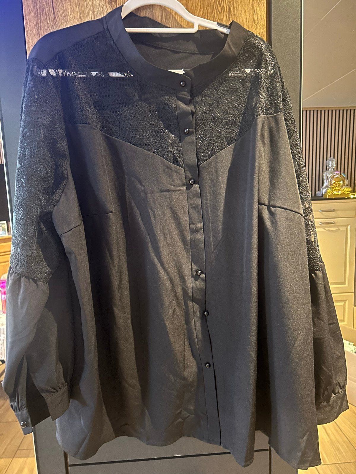 Shein Curve+ Zwarte Blouse met Kant - Maat 7X, Kleding | Dames, Blouses en Tunieken, Ophalen of Verzenden, Zo goed als nieuw, Maat 46/48 (XL) of groter