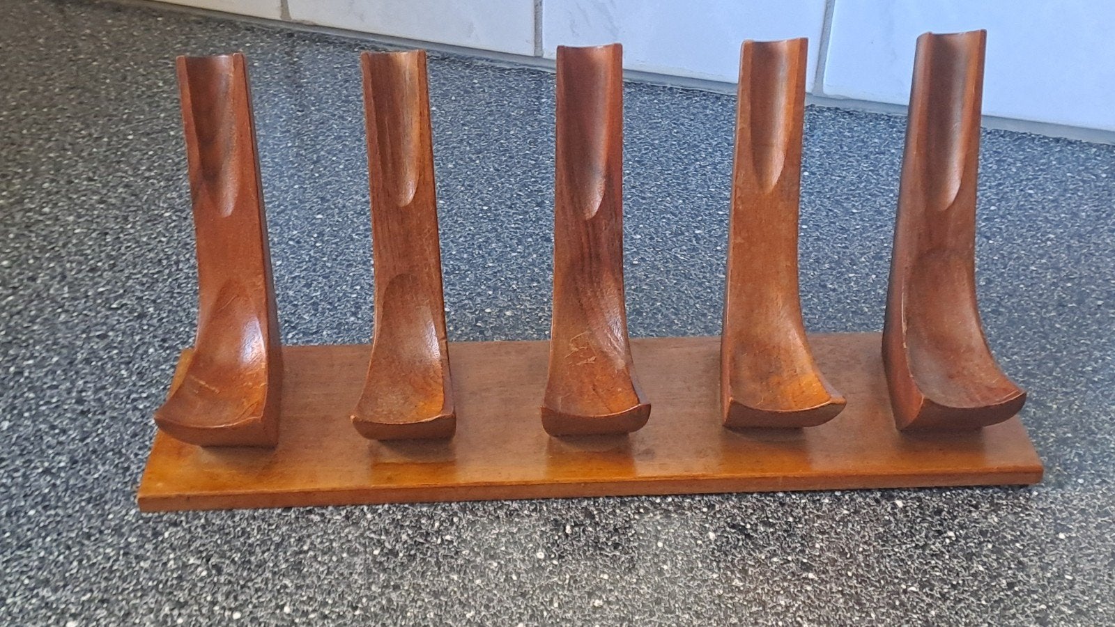 Vintage houten pijpenrek voor 5 pijpen, Ophalen of Verzenden