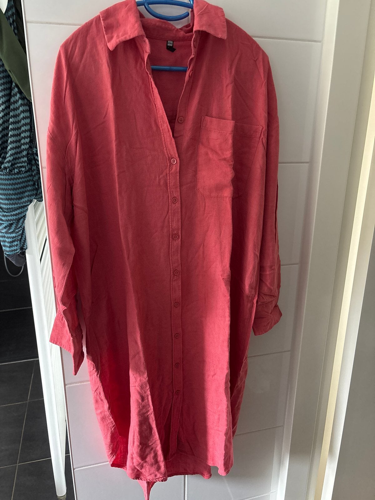 Hema roze/rode linnen jurk maat L, Maat 42/44 (L), Ophalen of Verzenden, Zo goed als nieuw, Roze