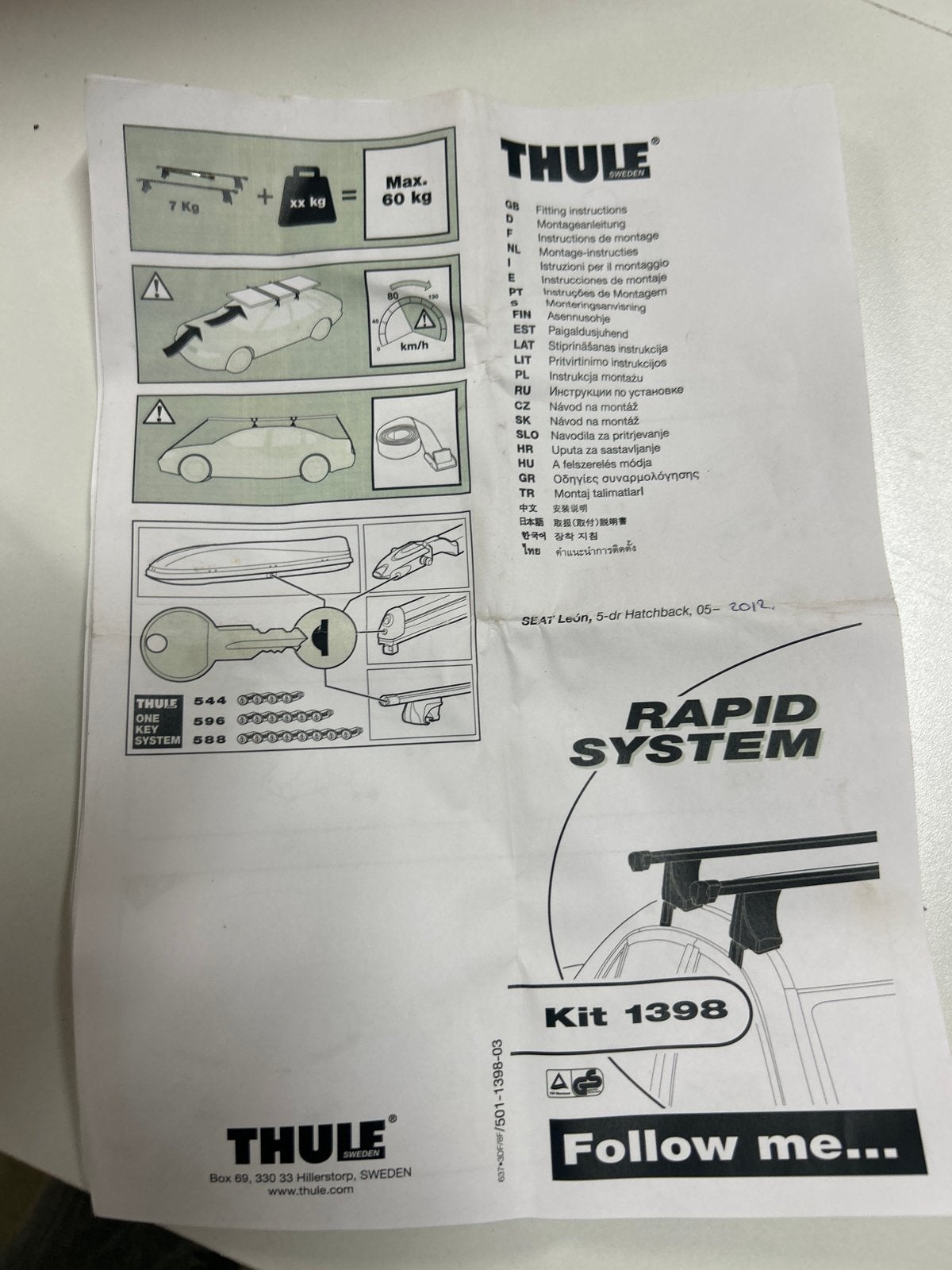 Thule Dakdragerset SEAT León 5-deurs hatchback (2005-2012), Gebruikt, Ophalen of Verzenden, Nb, Thule