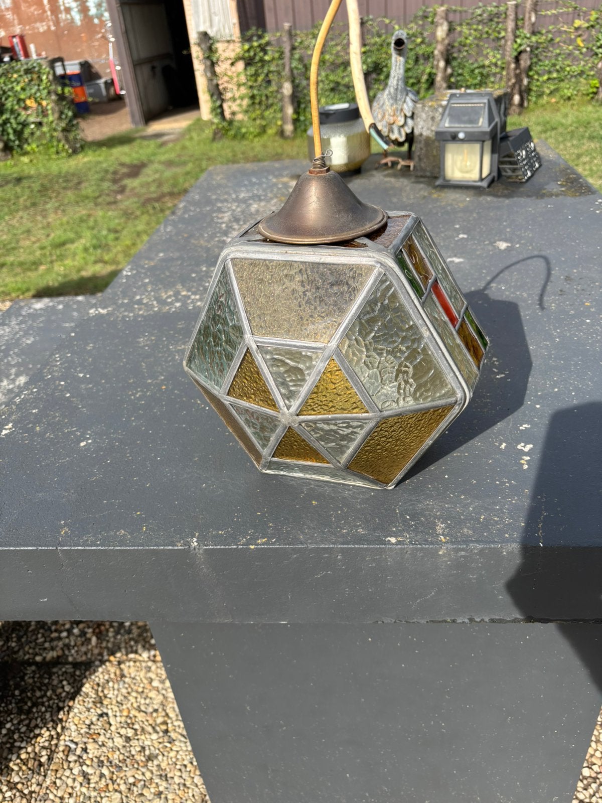 Lamp glas lood, Huis en Inrichting, Lampen | Overige, Ophalen of Verzenden, Gebruikt, Glas, Landelijk