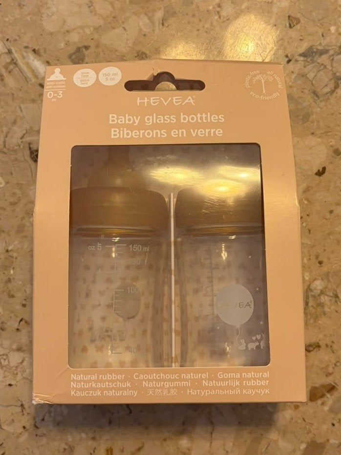 Glazen babyflesjes van Hevea, Overige merken, Ophalen of Verzenden, Zo goed als nieuw, Babyfles