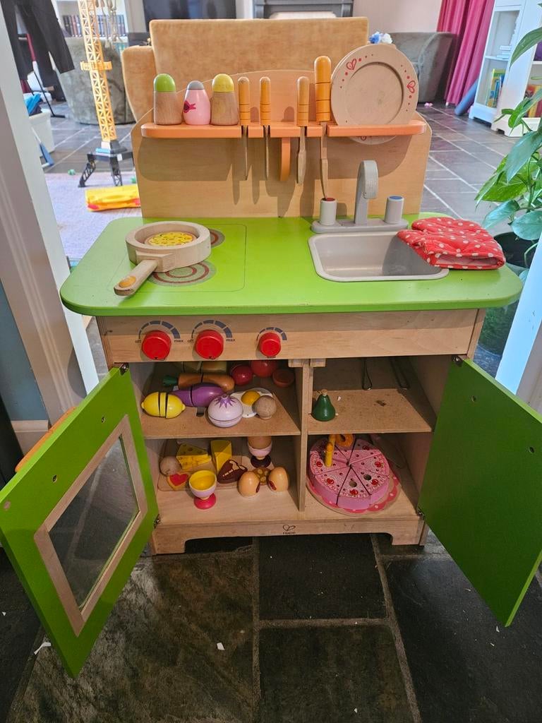 Houten Speelgoedkeuken met Groenten en Taart, Ophalen, Gebruikt, Jongen of Meisje