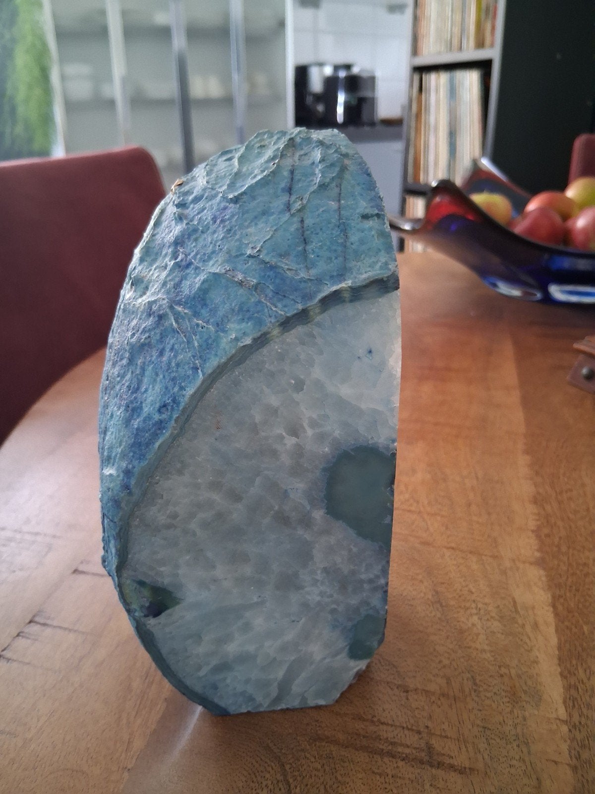 Prachtige blauwe agaat goede - Uniek decoratiestuk, Sieraden, Tassen en Uiterlijk, Edelstenen, Ophalen of Verzenden