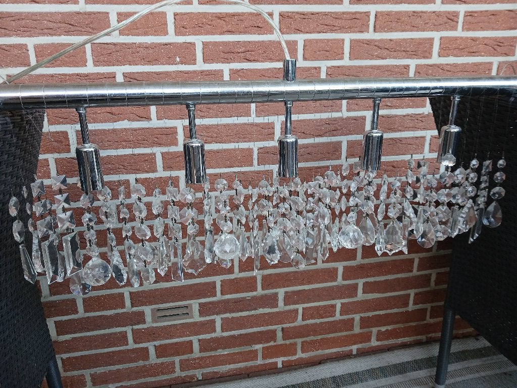 hanglamp met kristal ornamenten lengte ca. 80 cm., Ophalen of Verzenden, Zo goed als nieuw