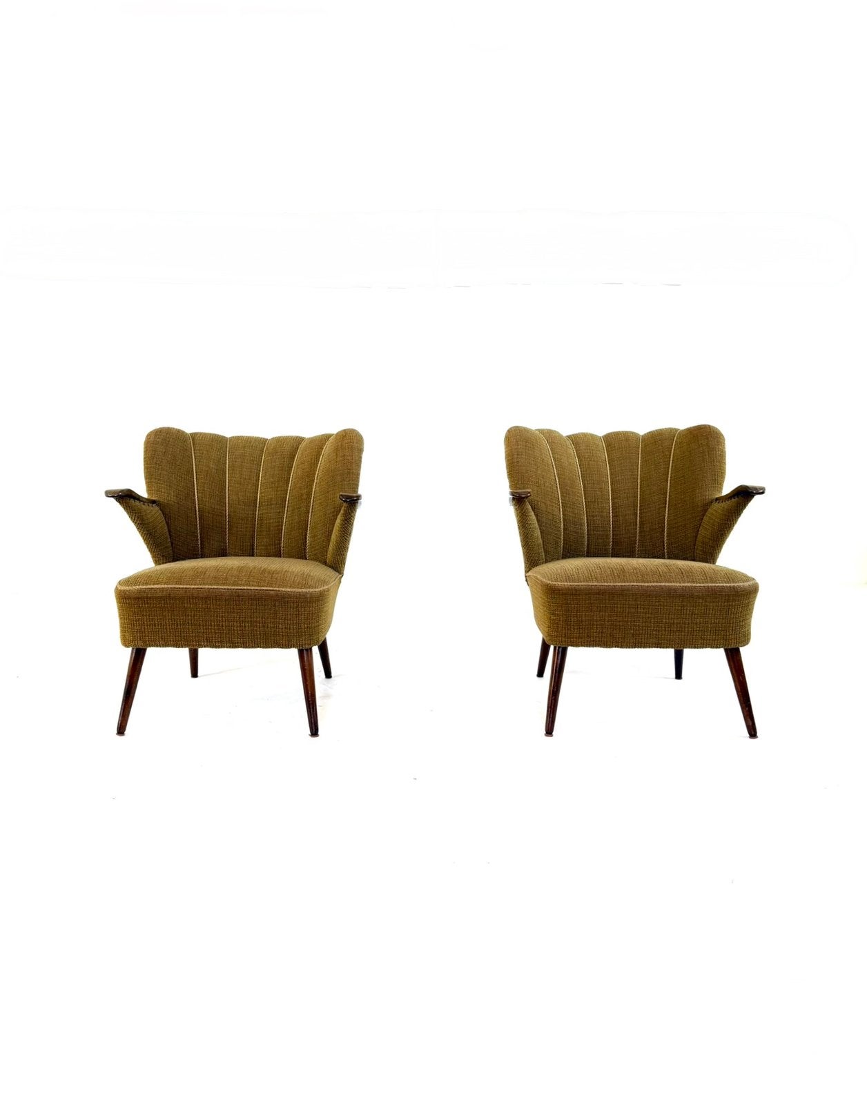 Set van 2 vintage cocktail fauteuils ‘60, Vintage retro buisframe design rotan webbing papercord deens, Hout, 75 tot 100 cm, Ophalen of Verzenden
