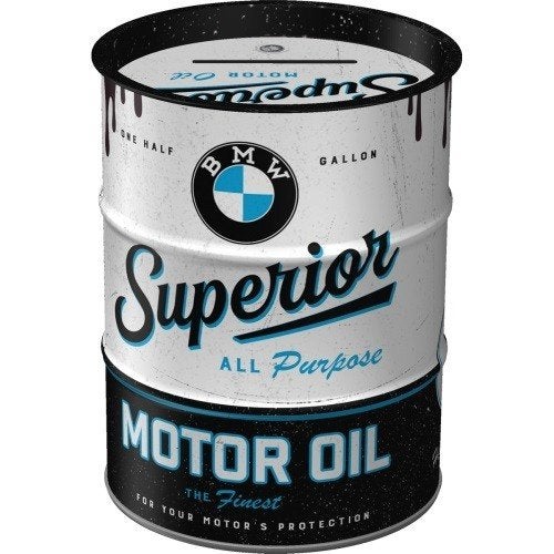 BMW Superior oil barrel reclame spaarpot van metaal deco, Ophalen of Verzenden, Nieuw, Auto's