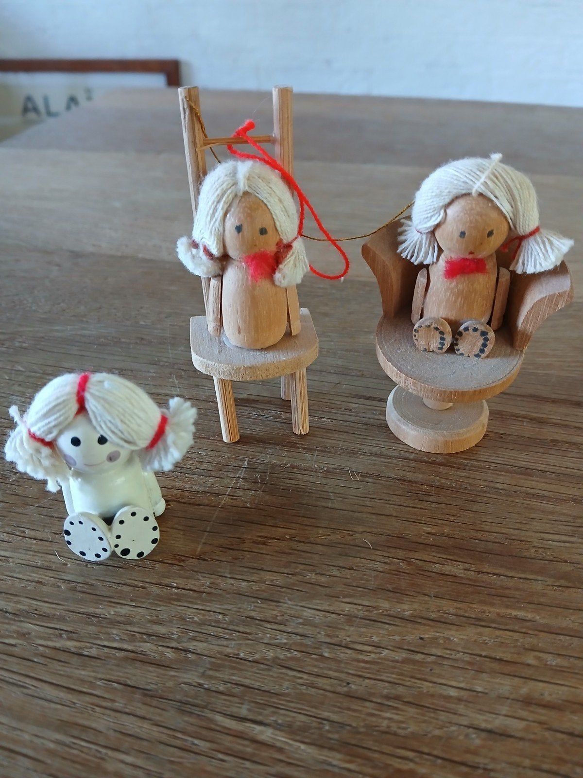 Vintage houten popjes letterbak, Ophalen of Verzenden