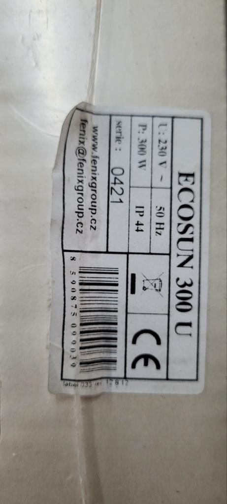Fenix ECOSUN 300 U Infraroodpaneel 300W, Huis en Inrichting, Ophalen, Overige soorten, Elektrisch, Nieuw