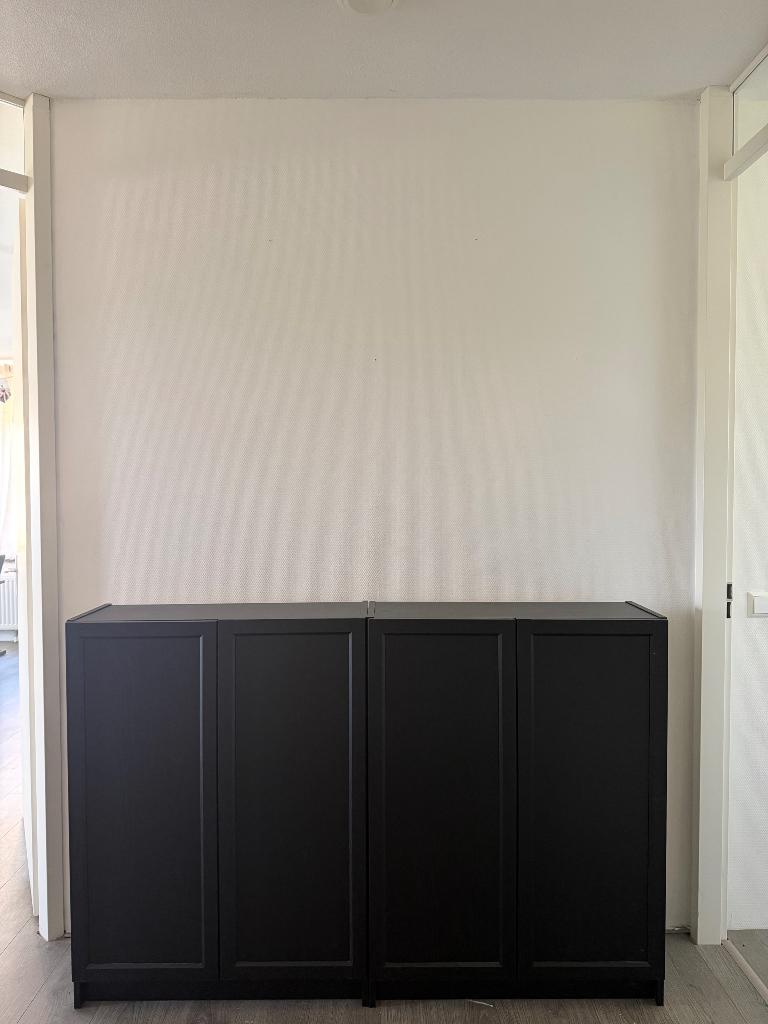 IKEA BILLY / OXBERG zwart eiken kast, Ophalen, Met deur(en), 200 cm of meer, Eikenhout