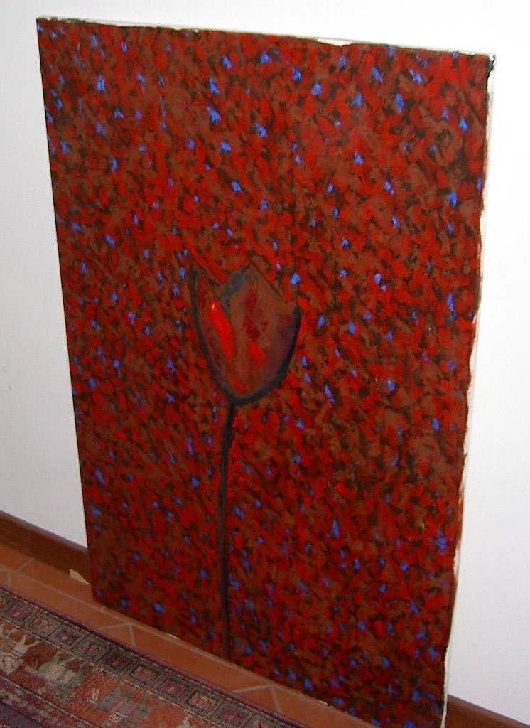 Der Rote Tulpe schilderij , maat 150 x 100 cm . opgespa, Ophalen, Oorspronkelijke maker, Zo goed als nieuw, Schilderij