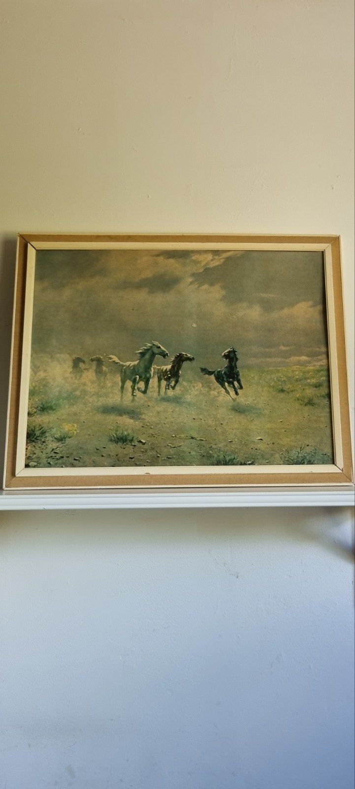 2 Oude Schilderijen: Paarden in Landschap, Doek, Dieren, Ophalen of Verzenden, Klassiek