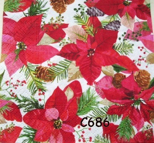Servetten decoupage/bullet journal – kerstster C686, Verzenden, Nieuw