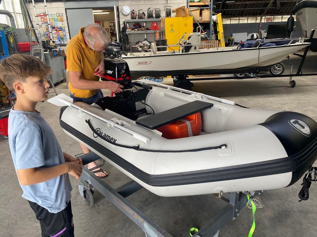 Zgan Rubberboot met 4PK Mercury 4 takt, Airdeck, Zo goed als nieuw, Benzine, Minder dan 70 pk