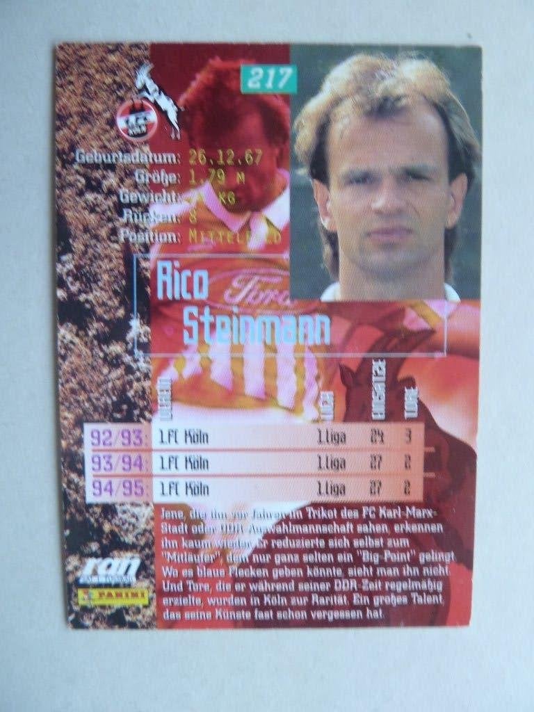 Panini  Duitse card. Rico.Steinmann Fc Koln  ex Fc Twente, Ophalen of Verzenden, Zo goed als nieuw, Buitenlandse clubs, Poster, Plaatje of Sticker