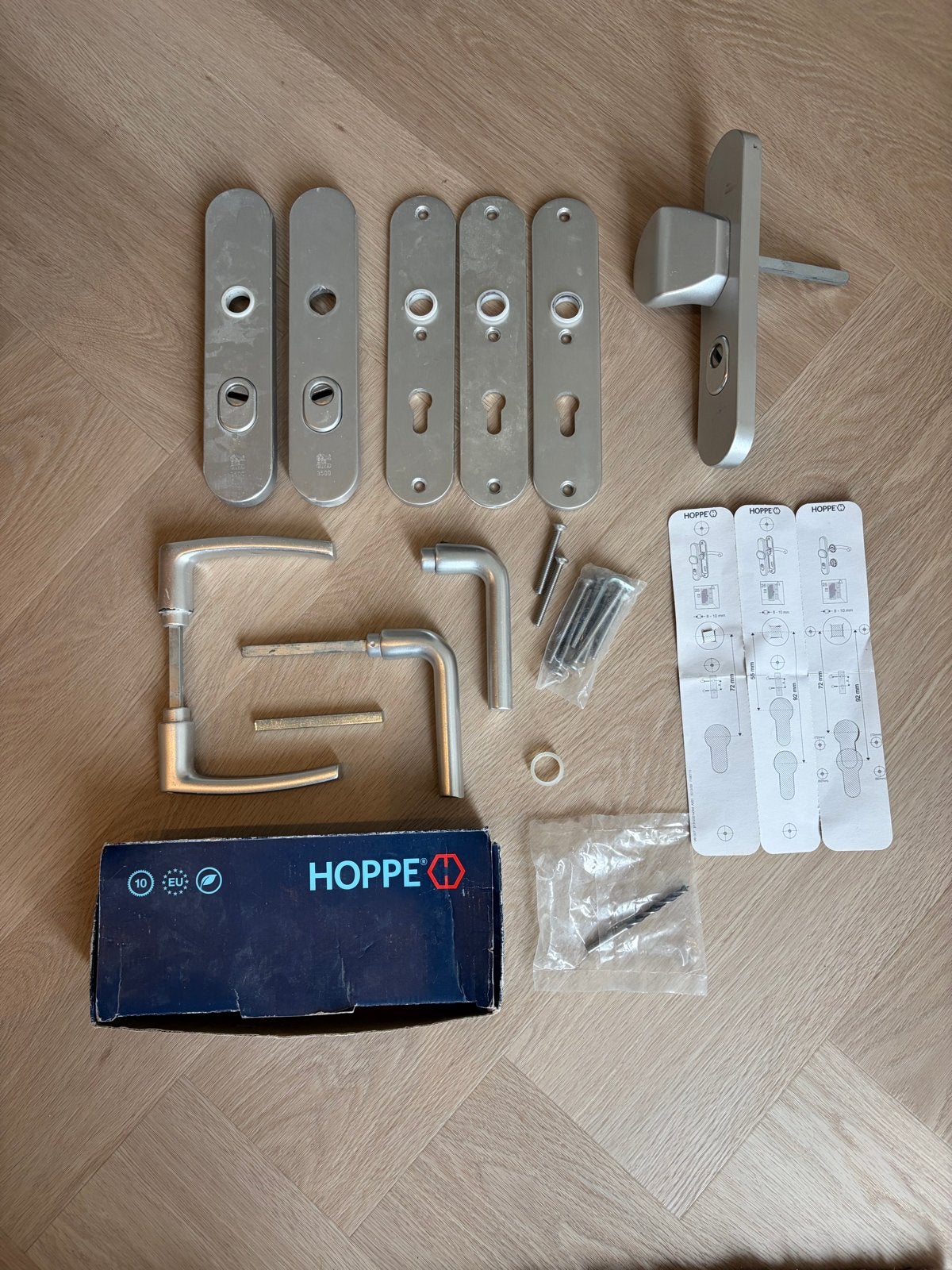 HOPPE Deurbeslag Set - Klinken, Platen, Slot en Meer, Ophalen of Verzenden, Gebruikt, Rvs, Klink of Kruk