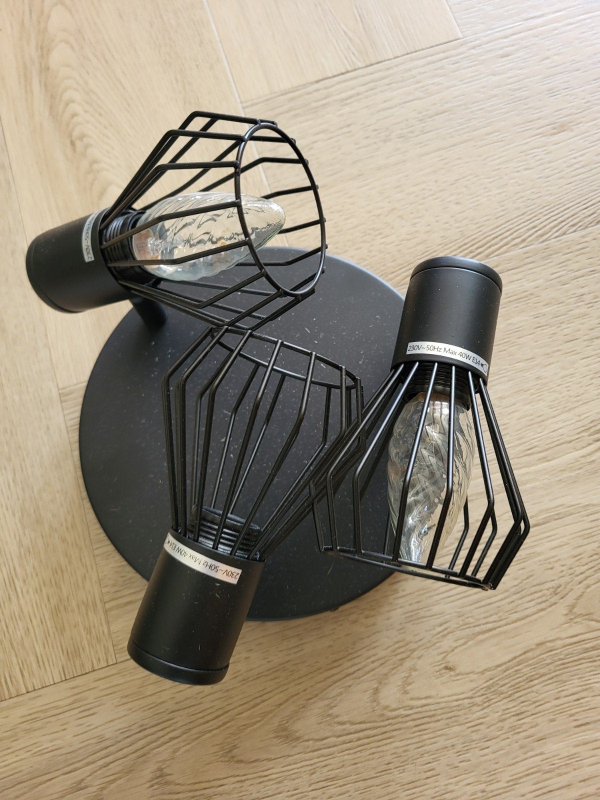 Zwarte plafondlamp met 2 spots, industrieel design, Huis en Inrichting, Ophalen of Verzenden, Gebruikt, Metaal, Industrieel, Modern