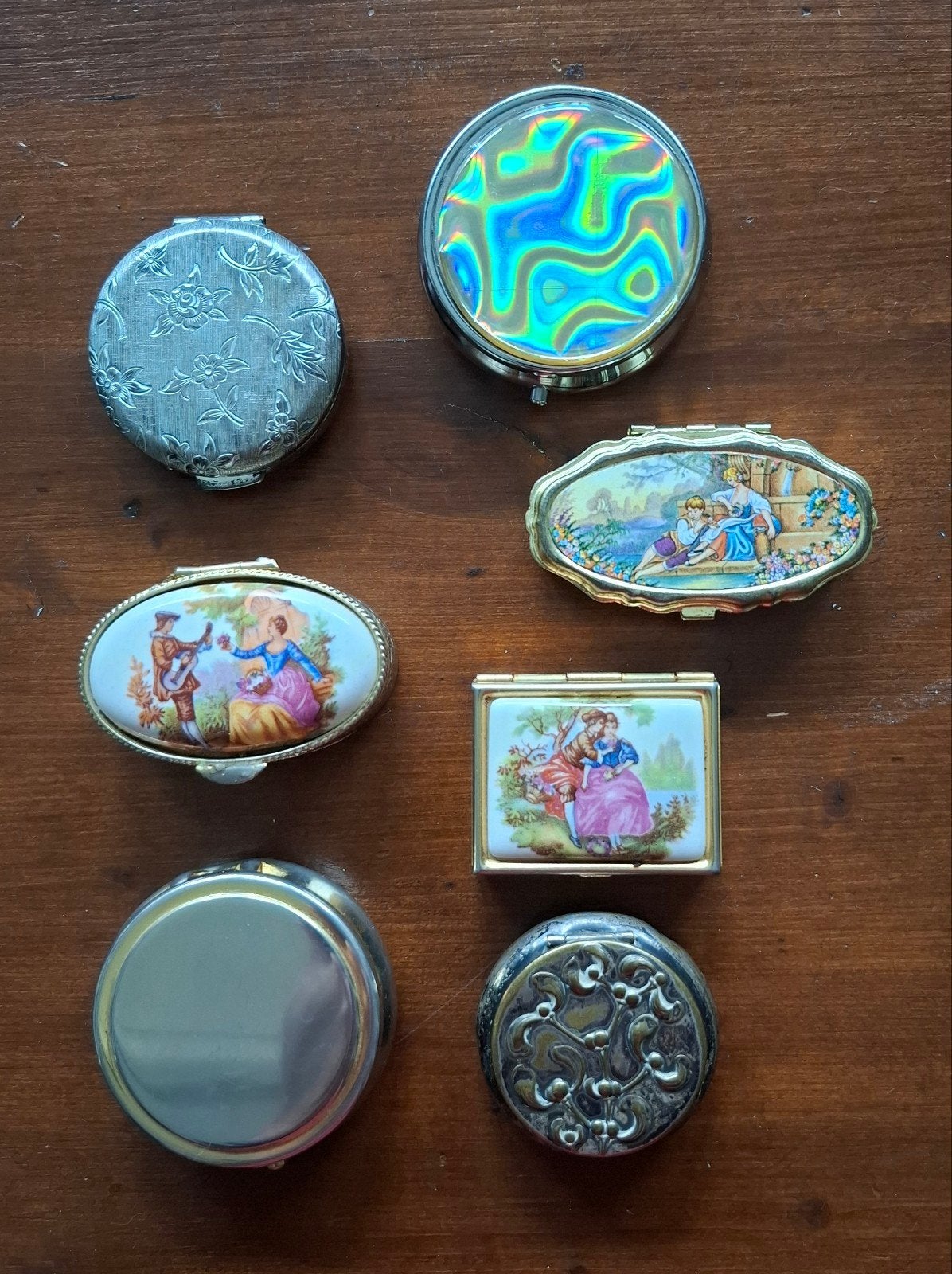 Set van 7 Vintage Pillendoosjes - Diverse Ontwerpen, Ophalen of Verzenden