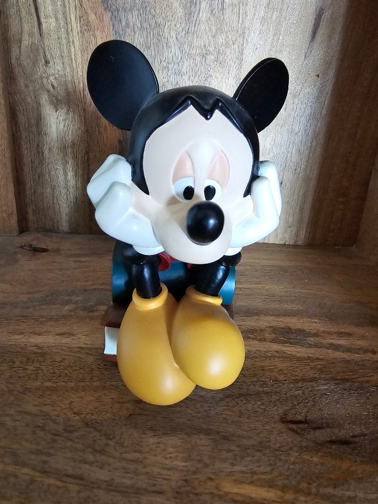 Vintage beeldje Mickey the thinker, Verzamelen, Disney, Ophalen, Mickey Mouse, Zo goed als nieuw, Beeldje of Figuurtje
